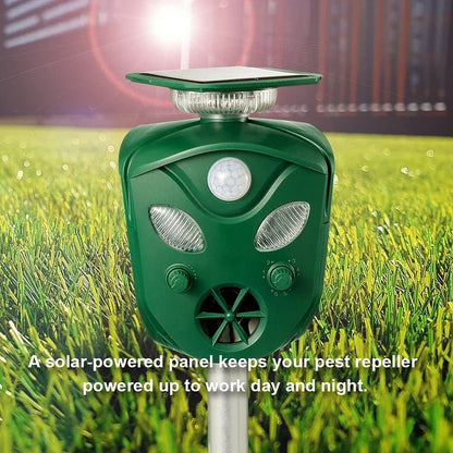 Motion Sensor Animal Repeller with Solar Power and 360 Degree Detection, 32ft Range