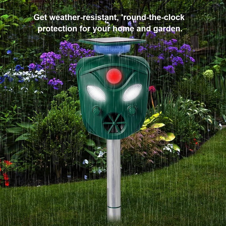 Motion Sensor Animal Repeller with Solar Power and 360 Degree Detection, 32ft Range