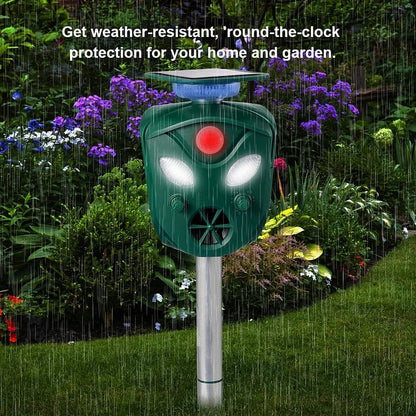 Motion Sensor Animal Repeller with Solar Power and 360 Degree Detection, 32ft Range