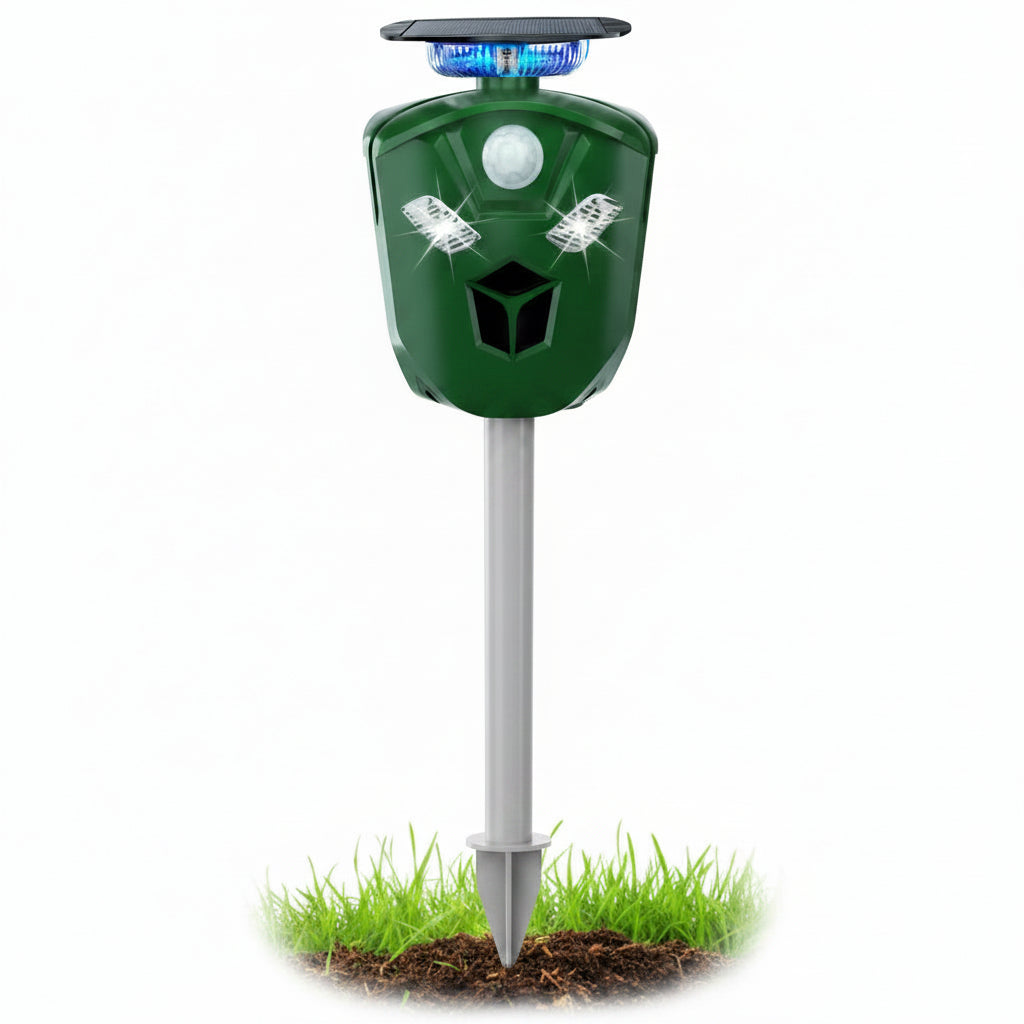 Motion Sensor Animal Repeller with Solar Power and 360 Degree Detection, 32ft Range