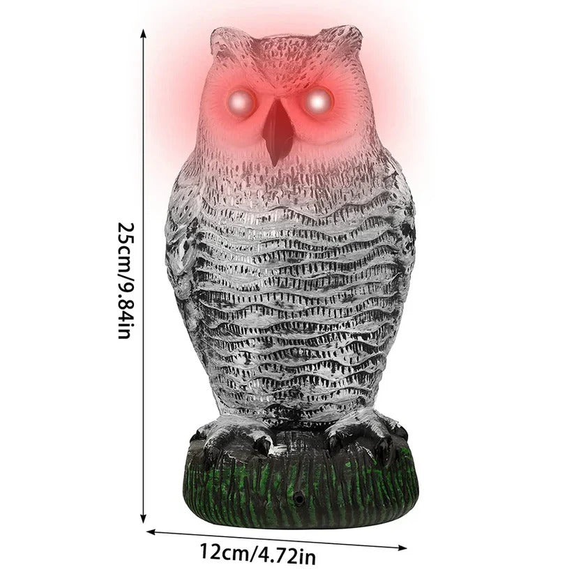 Owl Decoy with Rotating Head and Flashing Eyes, Realistic Bird Deterrent Sounds