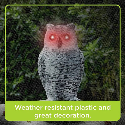 Owl Decoy with Rotating Head and Flashing Eyes, Realistic Bird Deterrent Sounds