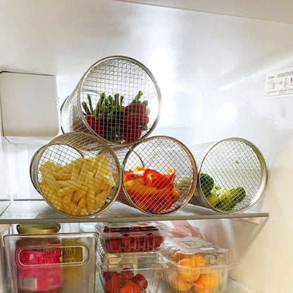Rotating Grilling Basket with Hinged Door and Stainless Steel Mesh