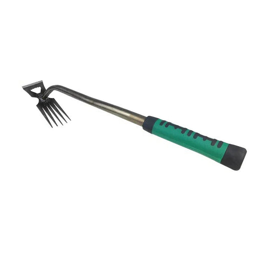 Upright Weed Puller with Foot Pedal and Metal Prongs for Deep Root Extraction Support
