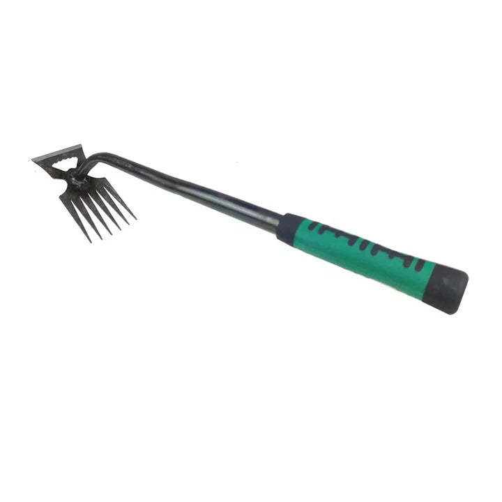 Upright Weed Puller with Foot Pedal and Metal Prongs for Deep Root Extraction Support