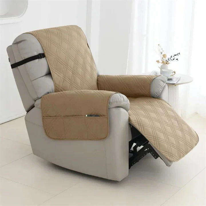 Quilted Recliner Slipcover with Water Resistant Coating and Diamond Pattern, Machine Washable