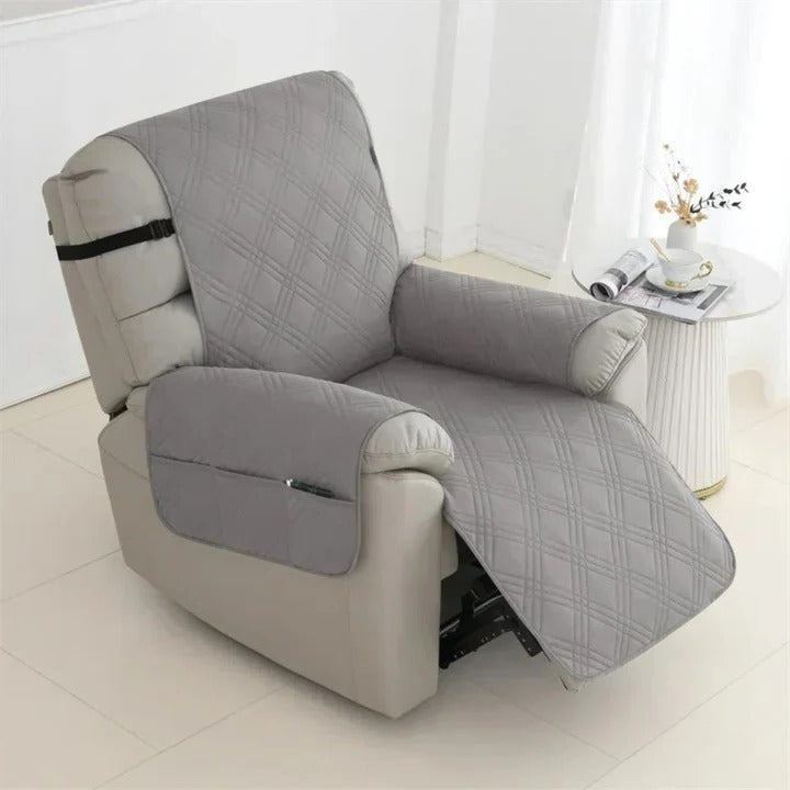 Quilted Recliner Slipcover with Water Resistant Coating and Diamond Pattern, Machine Washable