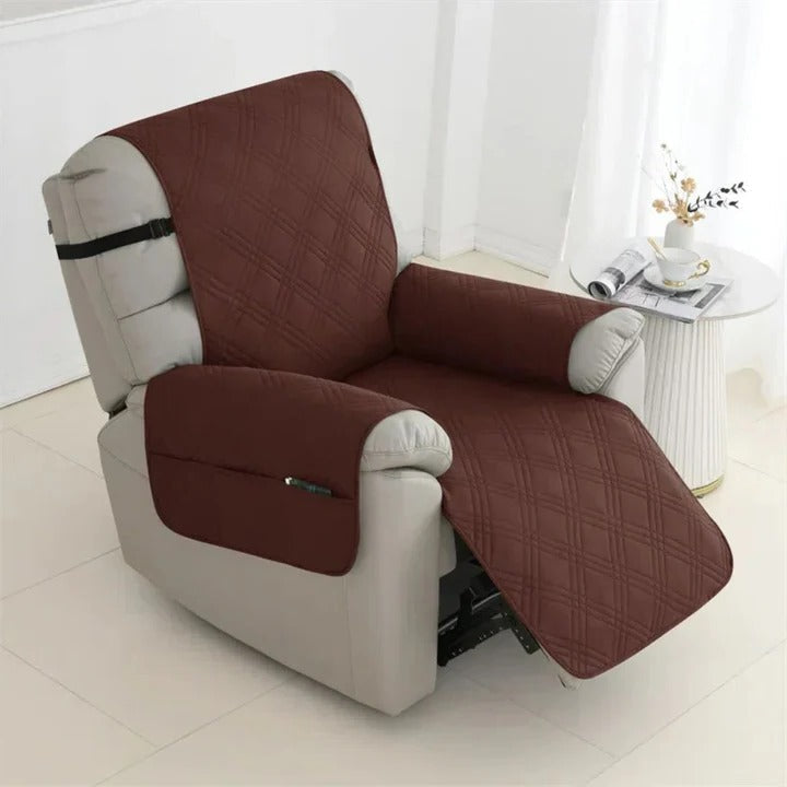 Quilted Recliner Slipcover with Water Resistant Coating and Diamond Pattern, Machine Washable