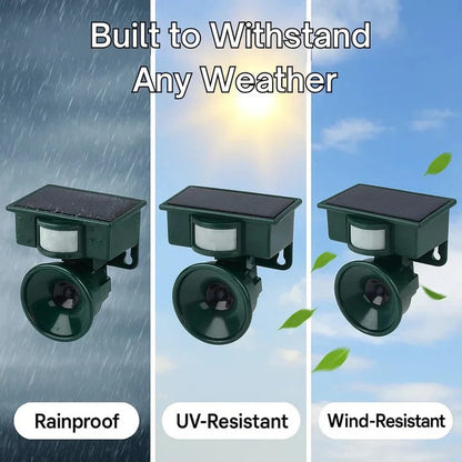 Solar Powered Bird Repeller with Motion Sensor and Recorded Sound System