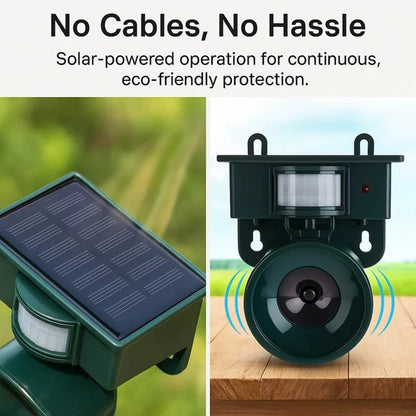 Solar Powered Bird Repeller with Motion Sensor and Recorded Sound System
