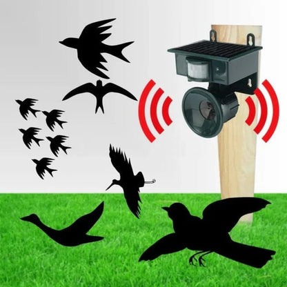 Solar Powered Bird Repeller with Motion Sensor and Recorded Sound System