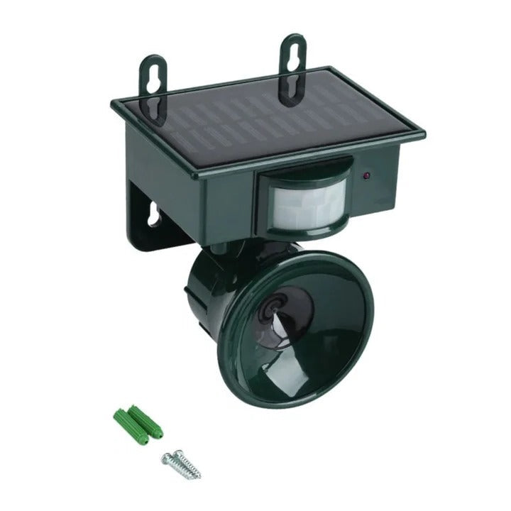 Solar Powered Bird Repeller with Motion Sensor and Recorded Sound System