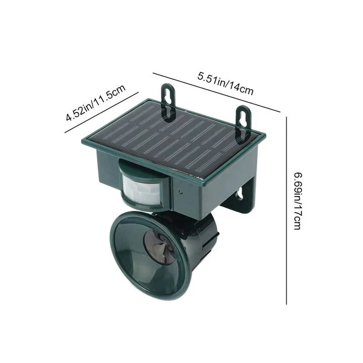 Solar Powered Bird Repeller with Motion Sensor and Recorded Sound System