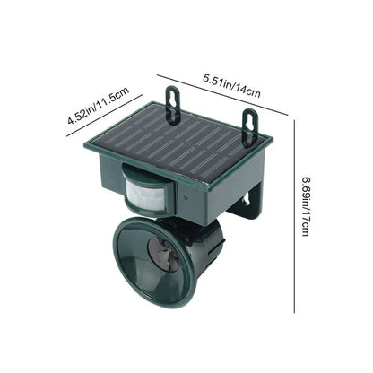 Solar Powered Bird Repeller with Motion Sensor and Recorded Sound System