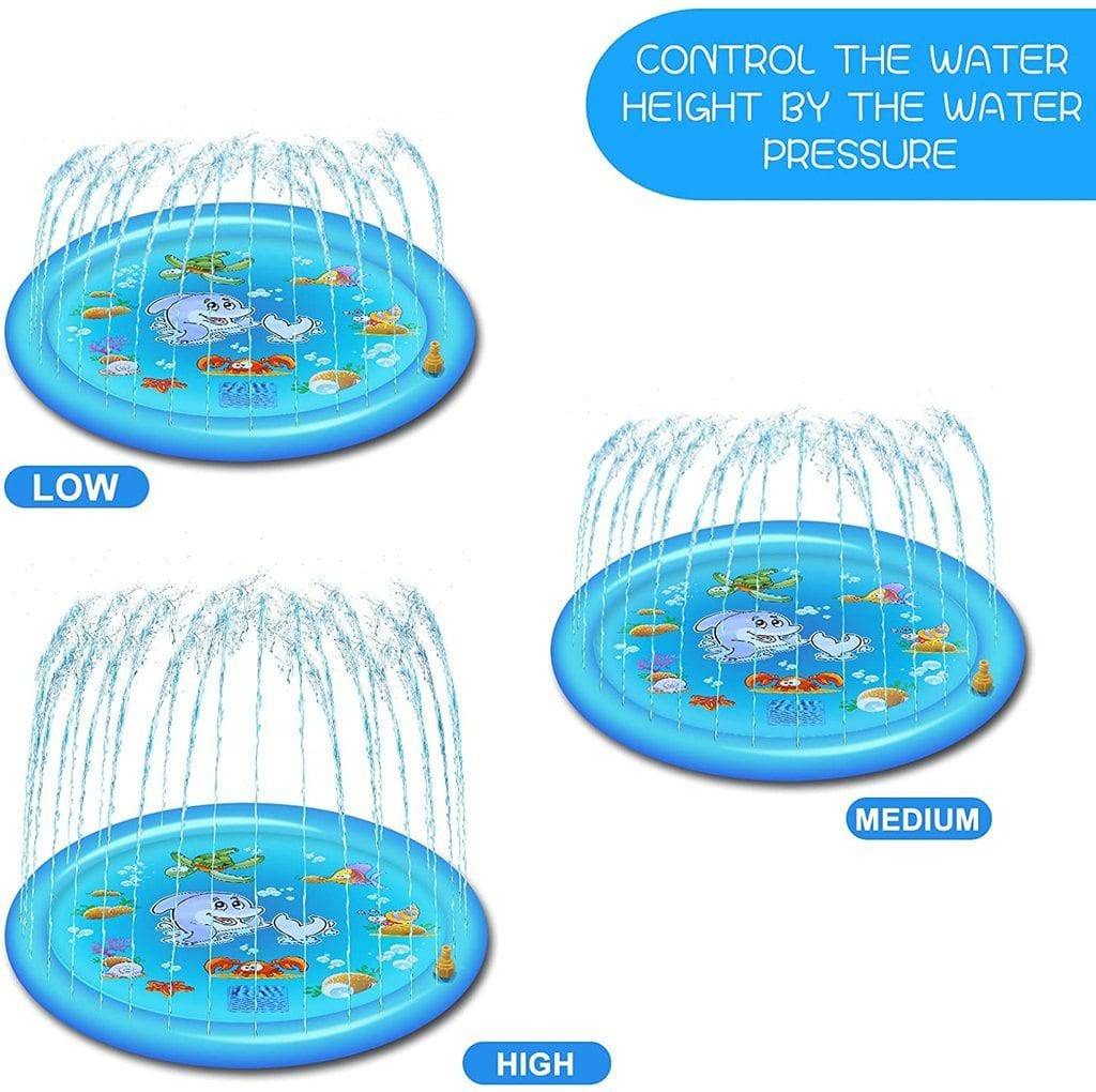 Outdoor Water Splash Pad with Adjustable Spray and Inflatable Edge for Kids