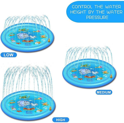 Outdoor Water Splash Pad with Adjustable Spray and Inflatable Edge for Kids
