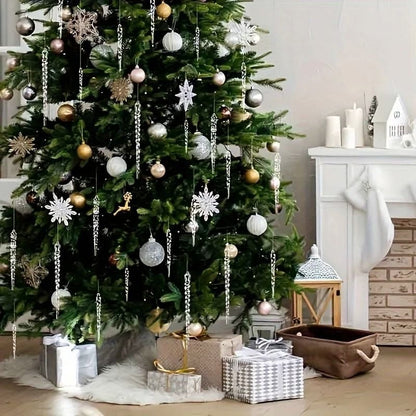 Transparent Icicle Ornaments with Light Reflecting Surface, 12-Piece Set