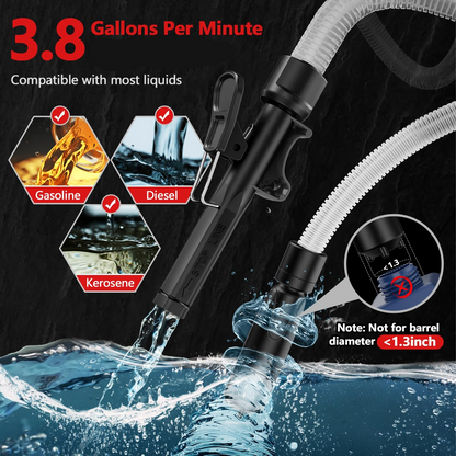 Automatic Electric Fuel Transfer Pump with Auto-Stop, 3.8GPM & 51" Hose & 4 Size Adapters Gas Can Pump with Leak Protection for Gasoline, Diesel, Kerosene, Gifts for Men Dad Him - 2nd Gen Red Black allveramart