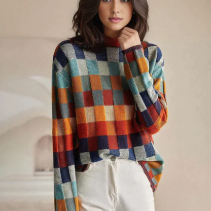 Cashmere Patchwork Turtleneck Sweater