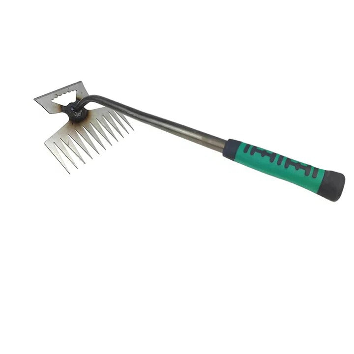 Upright Weed Puller with Foot Pedal and Metal Prongs for Deep Root Extraction Support