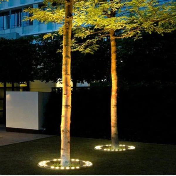 Outdoor LED Ground Spotlight with Upward Beam and Dual Mounting, Warm White