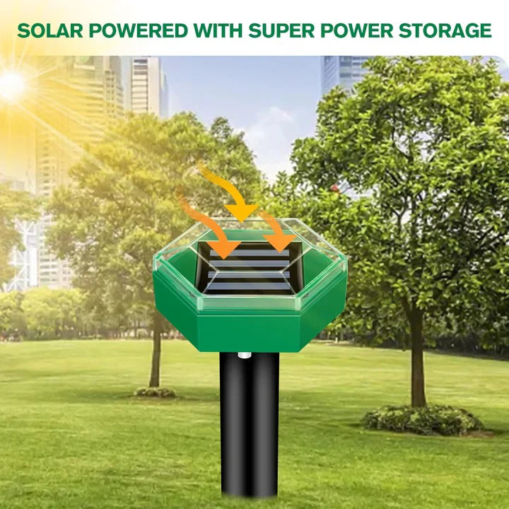 Ultrasonic Pest Deterrent Stakes with Solar Power and Ground Vibration, 4-Pack