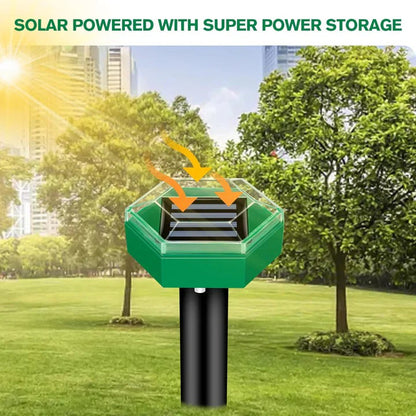 Ultrasonic Pest Deterrent Stakes with Solar Power and Ground Vibration, 4-Pack