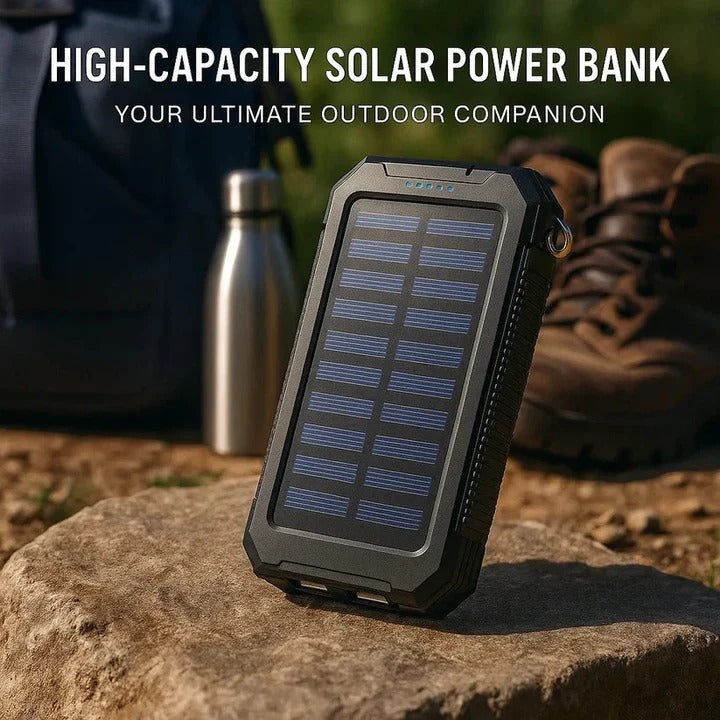 Solar Power Bank 30000mAh with Multiple USB Ports and Dual Charging