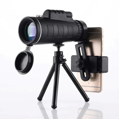 10X Magnification Monocular with Built in Compass and Phone Clip, Tripod Included