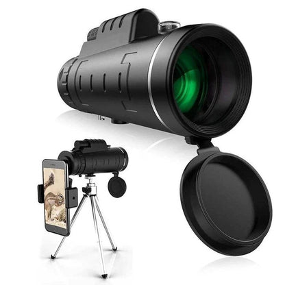 10X Magnification Monocular with Built in Compass and Phone Clip, Tripod Included