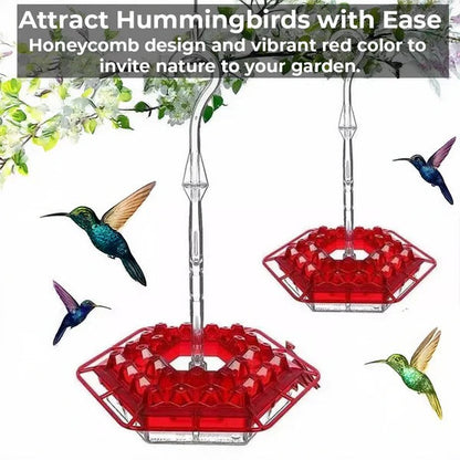 Hummingbird Feeder with 30 Hexagonal Ports and Integrated Ant Moat