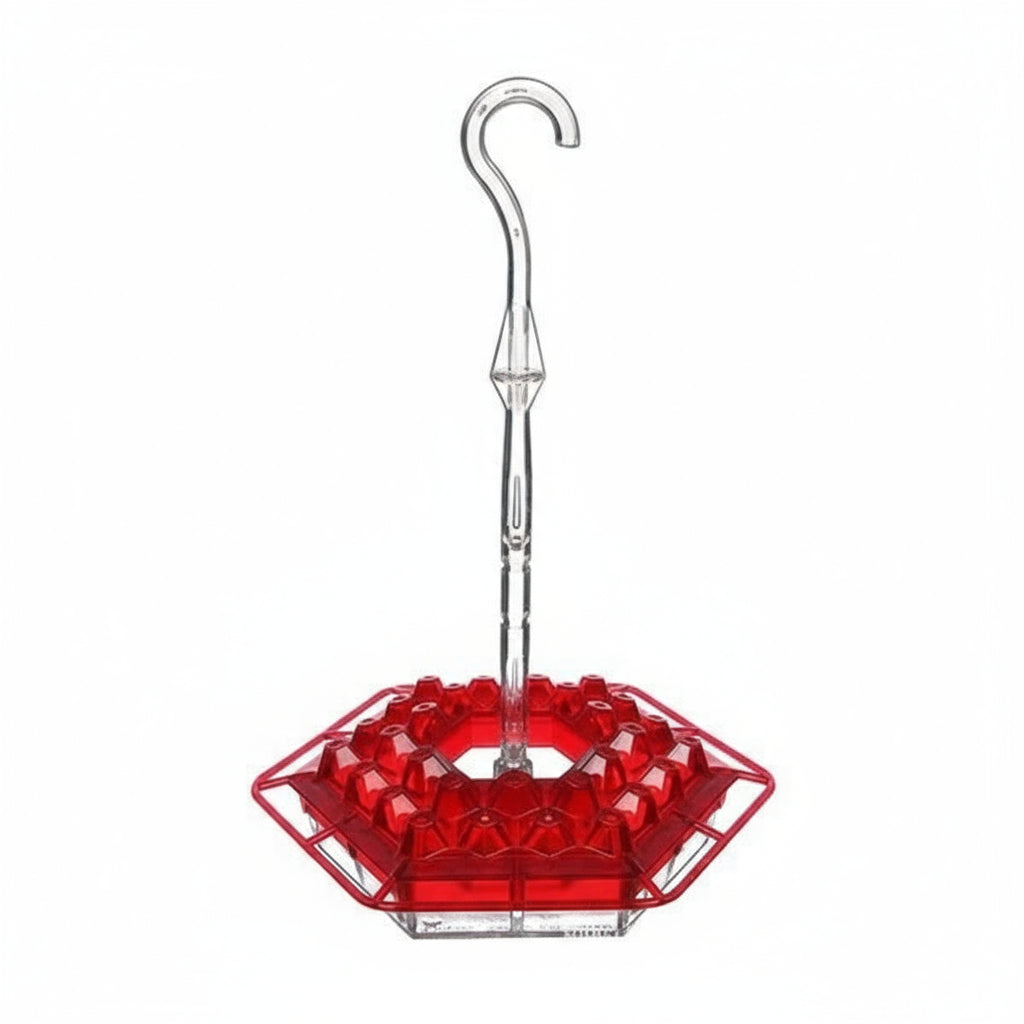 Hummingbird Feeder with 30 Hexagonal Ports and Integrated Ant Moat