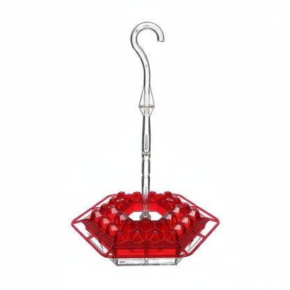 Hummingbird Feeder with 30 Hexagonal Ports and Integrated Ant Moat