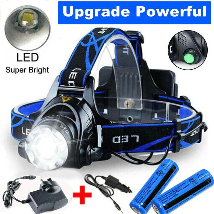 Hands Free LED Headlamp with Dual Beam Modes and Rechargeable Battery