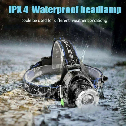 Hands Free LED Headlamp with Dual Beam Modes and Rechargeable Battery