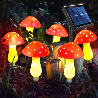 Solar Mushroom Garden Lights with Eight Lighting Modes and Automatic Dusk Activation, 12 Pack