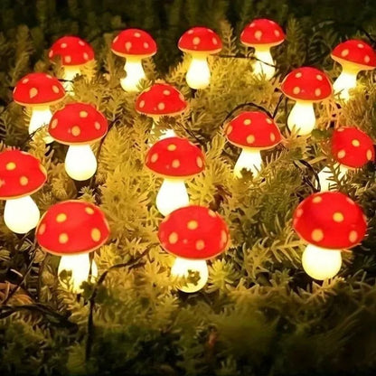 Solar Mushroom Garden Lights with Eight Lighting Modes and Automatic Dusk Activation, 12 Pack