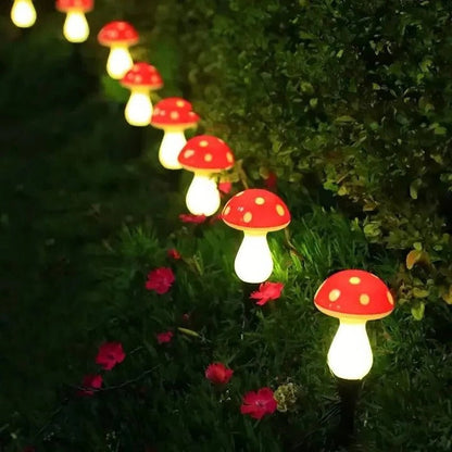 Solar Mushroom Garden Lights with Eight Lighting Modes and Automatic Dusk Activation, 12 Pack