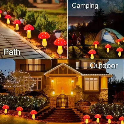 Solar Mushroom Garden Lights with Eight Lighting Modes and Automatic Dusk Activation, 12 Pack