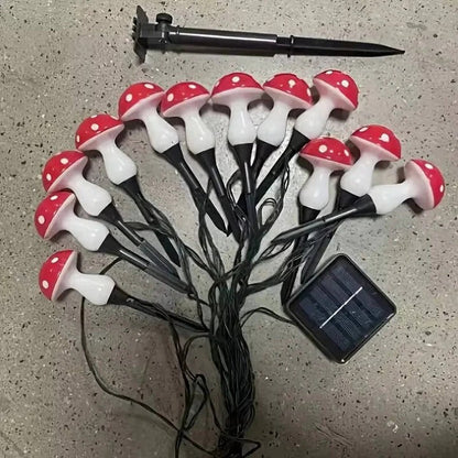 Solar Mushroom Garden Lights with Eight Lighting Modes and Automatic Dusk Activation, 12 Pack