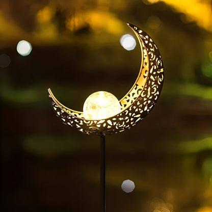 Solar Powered Garden Light with Fairy Moon Design and Automatic Dusk Sensor