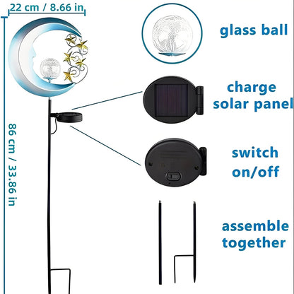 Solar Powered Garden Light with Fairy Moon Design and Automatic Dusk Sensor