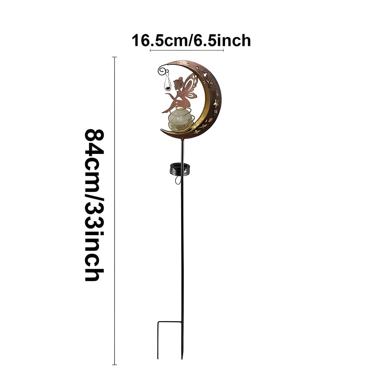 Solar Powered Garden Light with Fairy Moon Design and Automatic Dusk Sensor