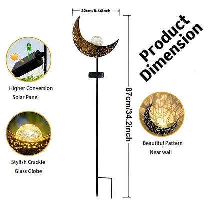 Solar Powered Garden Light with Fairy Moon Design and Automatic Dusk Sensor