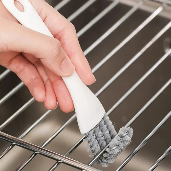 Grill Grate Brush with Hooked Scraper and Rounded Bristles