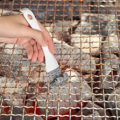 Grill Grate Brush with Hooked Scraper and Rounded Bristles
