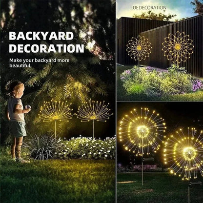 Solar Garden Light with 60 Bendable LED Wires and Automatic Dusk Sensor