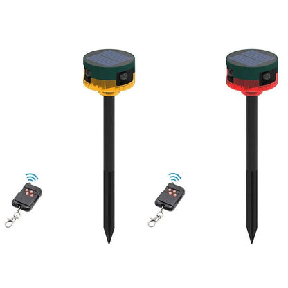 Motion Sensor Pest Deterrent with Solar Panel and LED Flash, 360 Degree Coverage