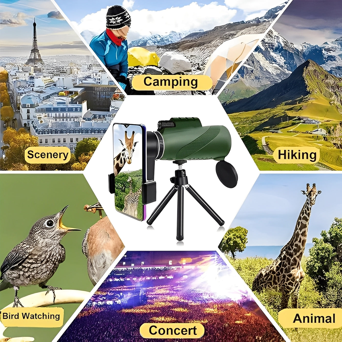 Handheld Monocular with 600X Zoom and Multi Layer Lens System for Wildlife Viewing