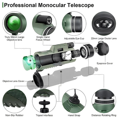 Handheld Monocular with 600X Zoom and Multi Layer Lens System for Wildlife Viewing